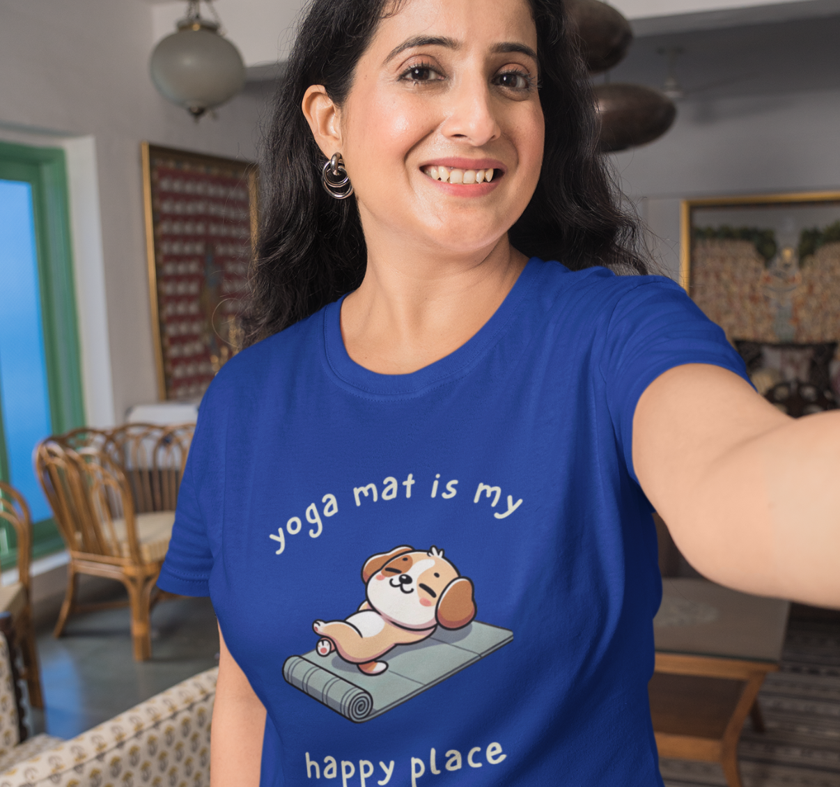 Yoga Mat Is My Happy Place Dog T-shirt