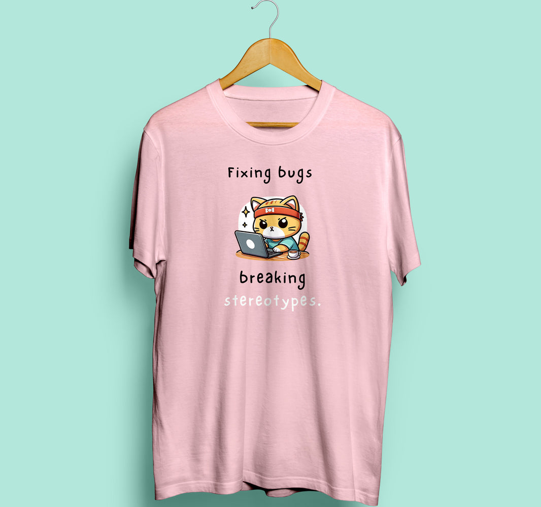 Fixing Bugs Half Sleeve T-Shirt Pink