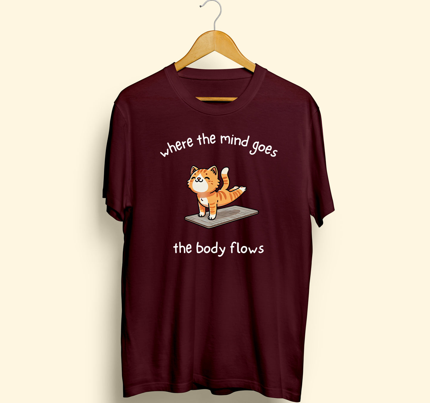 The Body Flows Half Sleeve T-Shirt Maroon