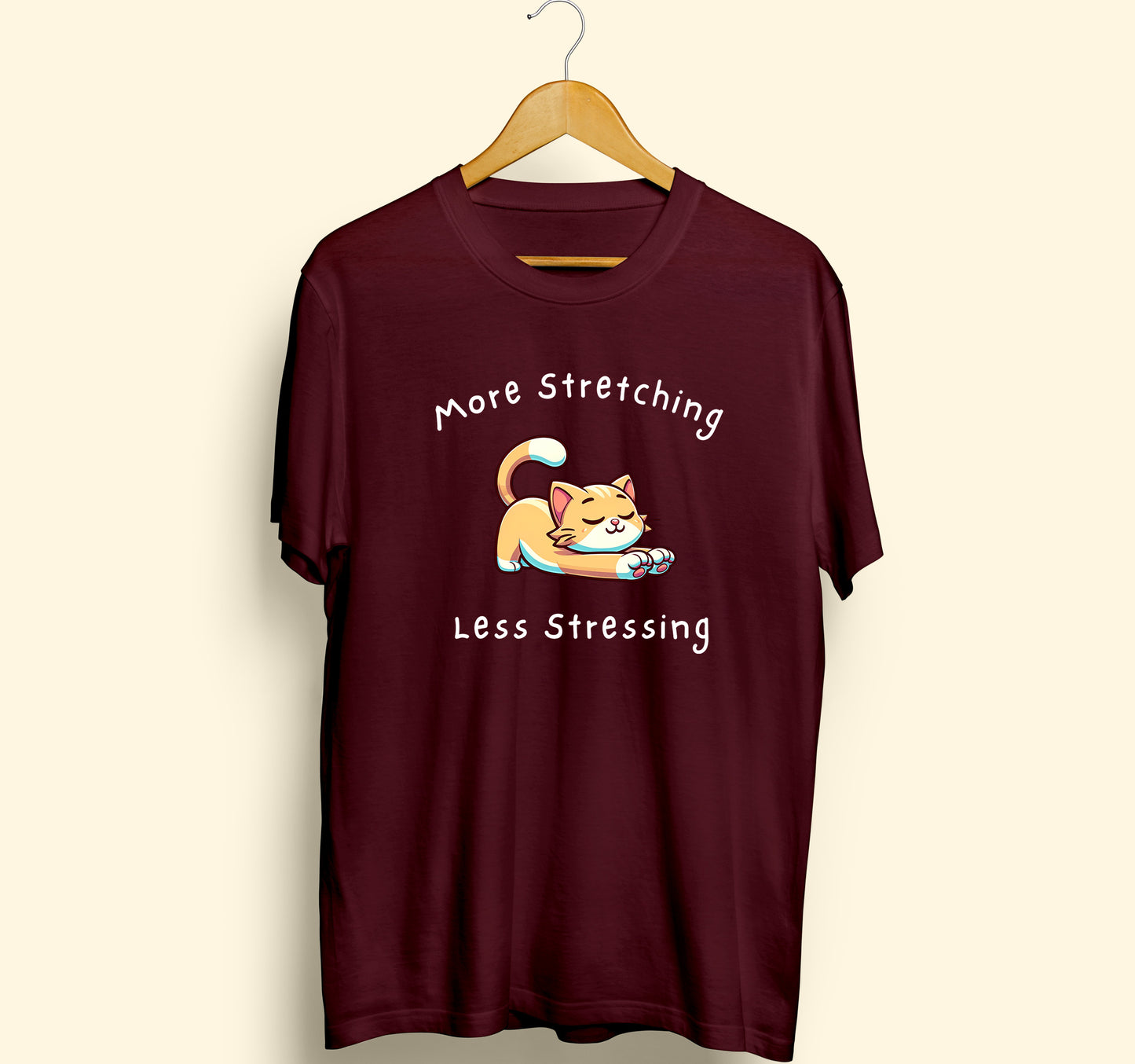 Less Stressing Half Sleeve T-Shirt Maroon