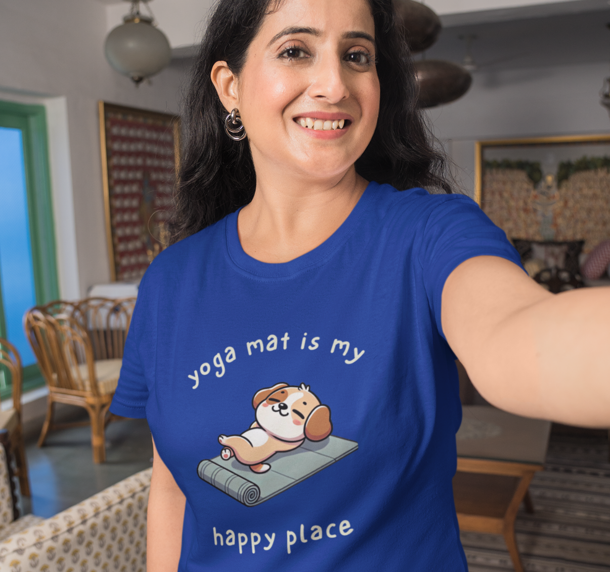 Yoga Mat Is My Happy Place Dog T-shirt