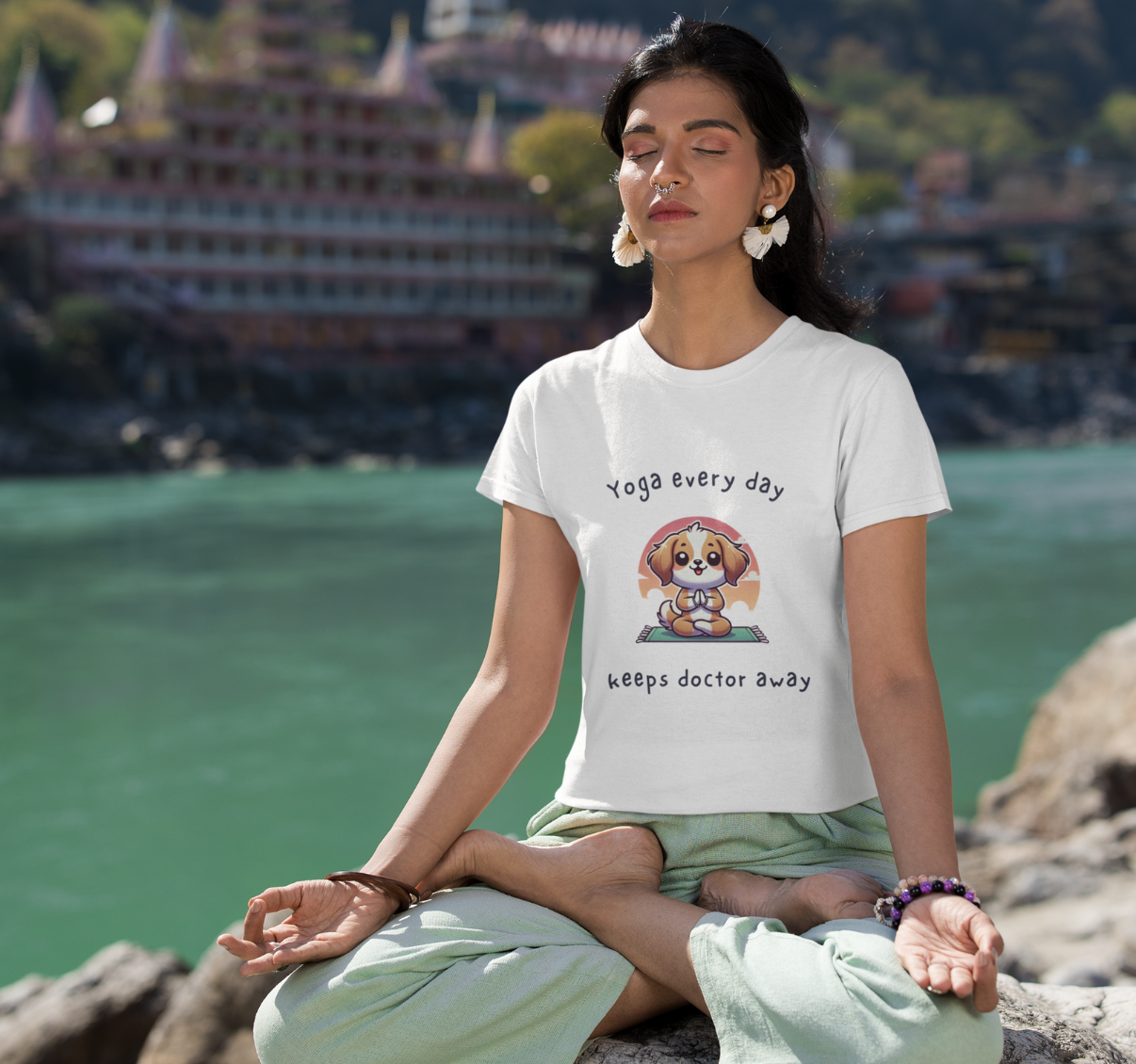 Yoga Every Day Half Sleeve T-Shirt White