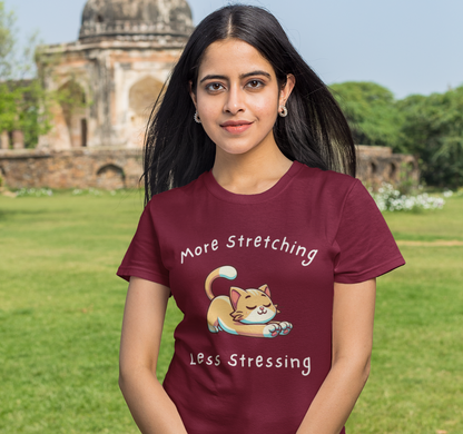 Less Stressing Half Sleeve T-Shirt Maroon