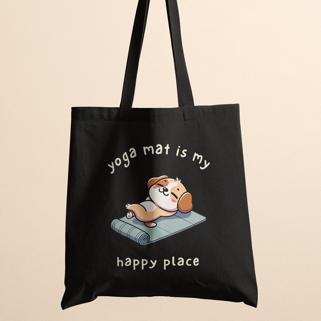 Yoga Mat Is My Happy Place Everyday Large Tote Bag