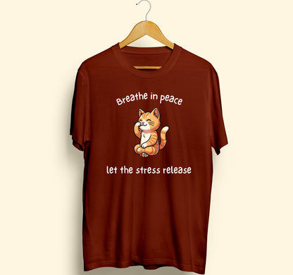 Breathe In Peace Half Sleeve T-Shirt Brick Red