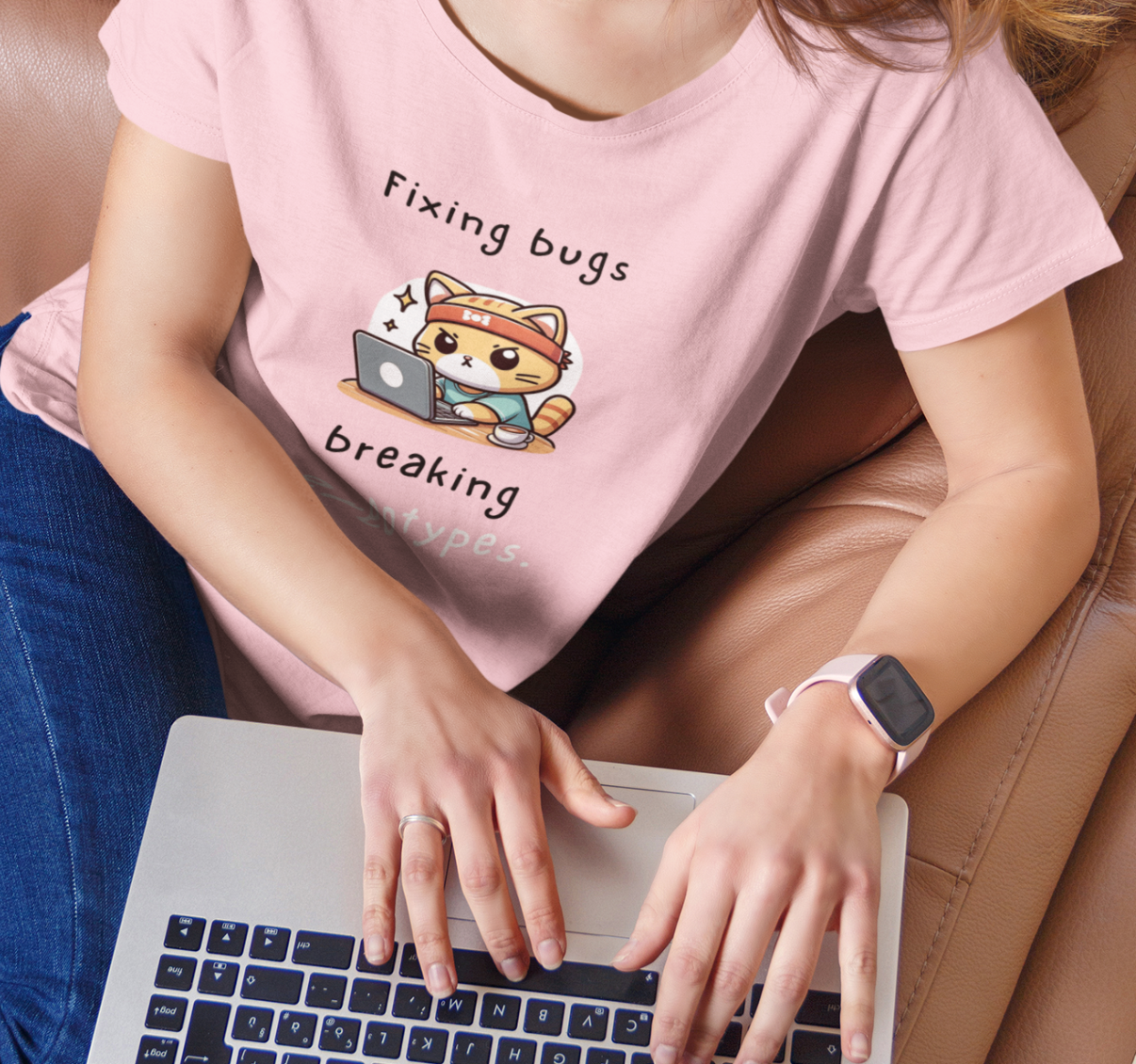 Fixing Bugs Half Sleeve T-Shirt Pink