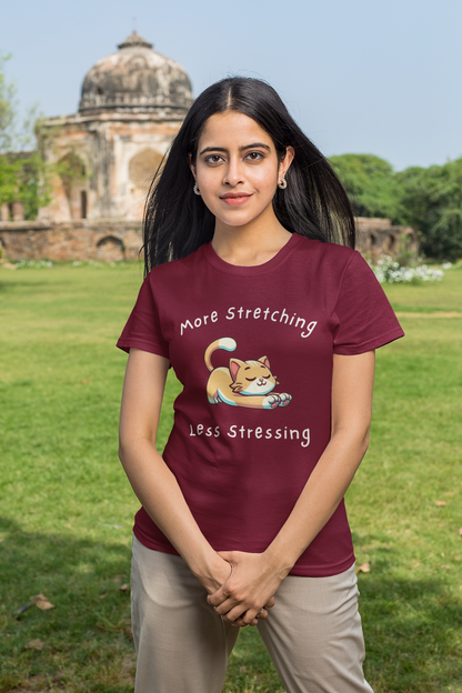 Less Stressing Half Sleeve T-Shirt Maroon