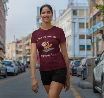 The Body Flows Half Sleeve T-Shirt Maroon