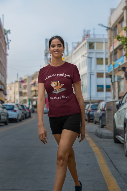 The Body Flows Half Sleeve T-Shirt Maroon